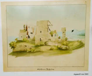 Aquarell Schlossruine Vachenlueg von 1842